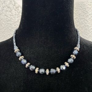 Vintage Black and Silver Beaded Necklace